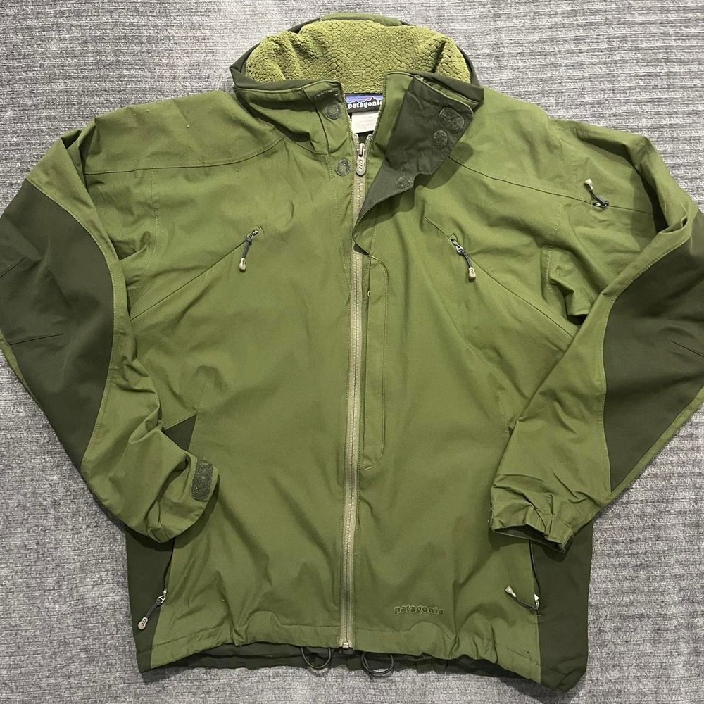 Patagonia Men's Medium Vintage Powder Keg Green Coat Rain Windbreaker Jacket